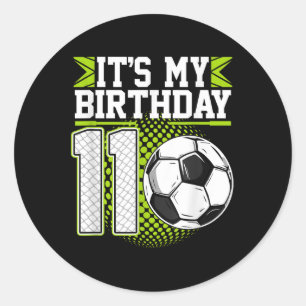 Pegatina Redonda Cumpleaños niño Tees 11 Soccer Es Mi 11 cumpleaños