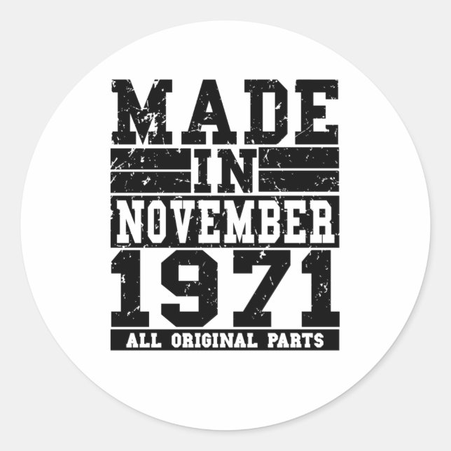 Pegatina Redonda Cumpleaños Noviembre Vintage (Anverso)