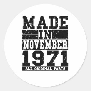 Pegatina Redonda Cumpleaños Noviembre Vintage