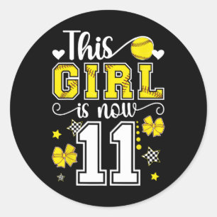 Pegatina Redonda Cumpleaños número 11 niña suave 11 años jugadora s