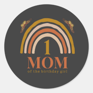 Pegatina Redonda cumpleaños número 1 de niña personalizado para mam