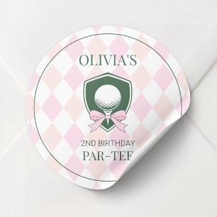 Pegatina Redonda Cumpleaños Personalizado de 2 Años de Golf para Ni