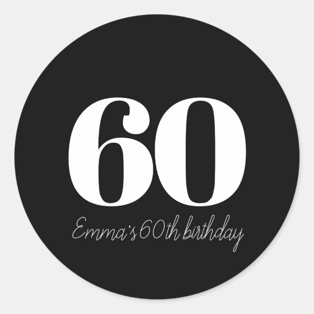 Pegatina Redonda Cumpleaños personalizado y sofisticado (Anverso)