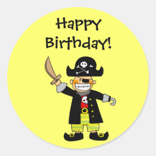 Pegatina Redonda Cumpleaños! (pirata)