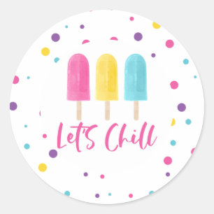 Pegatina Redonda Cumpleaños Rainbow Pop Let's Chill
