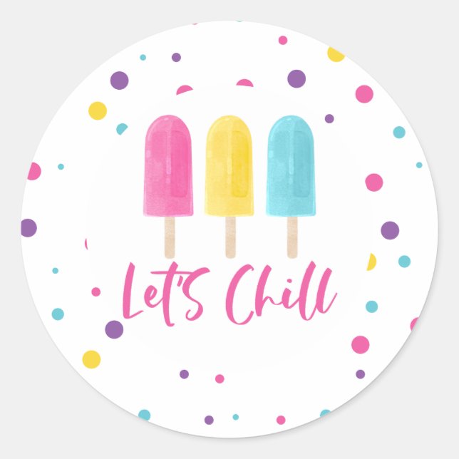 Pegatina Redonda Cumpleaños Rainbow Pop Let's Chill (Anverso)