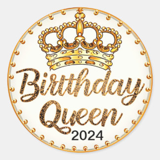 Pegatina Redonda Cumpleaños Reina Fiesta de la Corona de Oro 2024 C