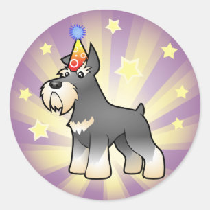 Pegatina Redonda Cumpleaños Schnauzer
