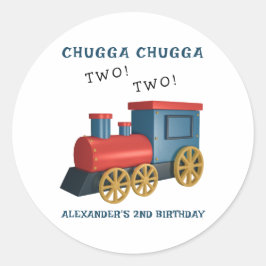Pegatina Redonda Cumpleaños Segundo de Chugga Two Two Tren