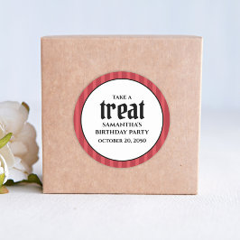 Pegatina Redonda Cumpleaños Simple Minimalista Moderno Trate de la 