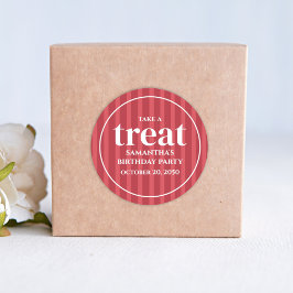 Pegatina Redonda Cumpleaños Simple Minimalista Moderno Trate de la 