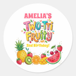 Pegatina Redonda Cumpleaños Temático Two-tti Fruity