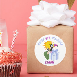 Pegatina Redonda Cumpleaños Turco Tropical Personalizado