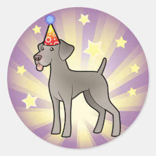 Pegatina Redonda Cumpleaños Weimaraner