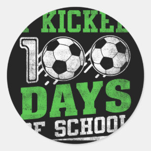 Pegatina Redonda Cumplí 100 Días De Colegio Chicos Fútbol Chicas Fe