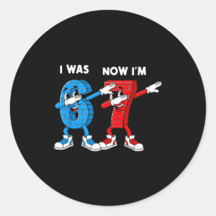 Pegatina Redonda Cumplí 6 Ahora Tengo 7 Años Cumpleaños 67 Dabbing 