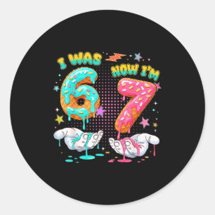 Pegatina Redonda Cumplí 6 Ahora Tengo 7 Años Cumpleaños Seis Siete