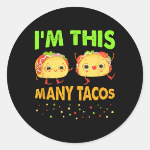 Pegatina Redonda Cumplo dos años martes de tacos cinco