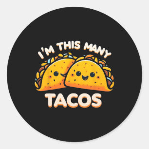 Pegatina Redonda Cumplo tantos tacos años martes de cumpleaños