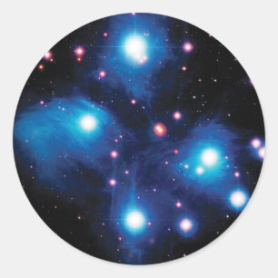 Pegatina Redonda Cúmulo Estelar Pléyades Messier 45 Foto Espacial N