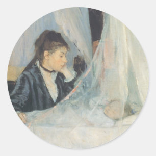 Pegatina Redonda Cuna de Berthe Morisot, Impresionismo Antiguo