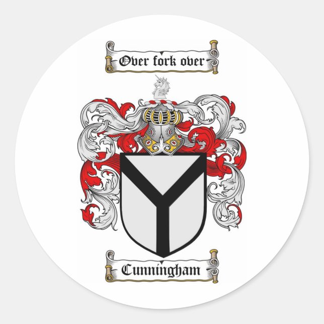 PEGATINA REDONDA CUNNINGHAM FAMILIAR CREST - CUNNINGHAM RECUBRIMIEN (Anverso)