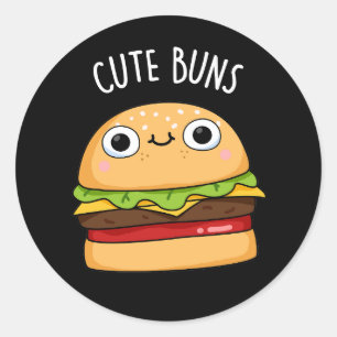 Pegatina Redonda Cunte Buns Funny Burger Pun Dark BG