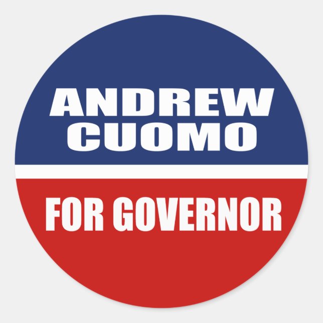 PEGATINA REDONDA CUOMO DE ANDREW PARA EL GOBERNADOR (Anverso)