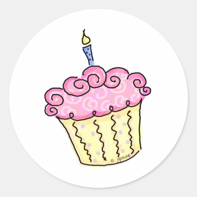 Pegatina Redonda Cupcake (Anverso)