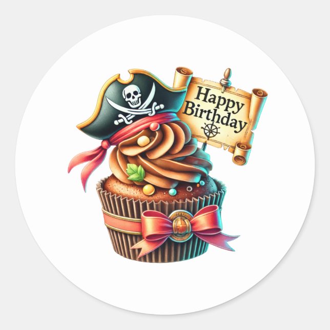 Pegatina Redonda Cupcake Birthday Stickers (Anverso)