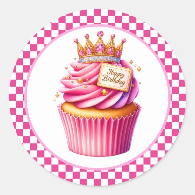 Pegatina Redonda Cupcake Birthday Stickers (Anverso)