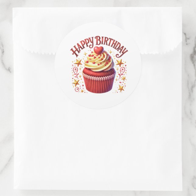Pegatina Redonda Cupcake Birthday Stickers (Bolso)