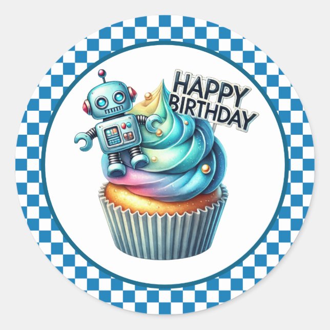 Pegatina Redonda Cupcake Birthday Stickers (Anverso)