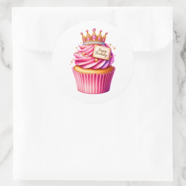 Pegatina Redonda Cupcake Birthday Stickers (Bolso)