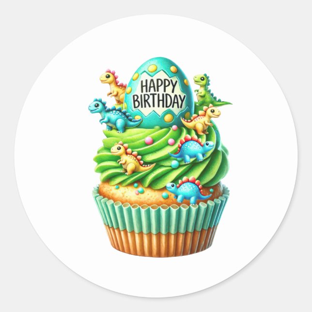 Pegatina Redonda Cupcake Birthday Stickers (Anverso)