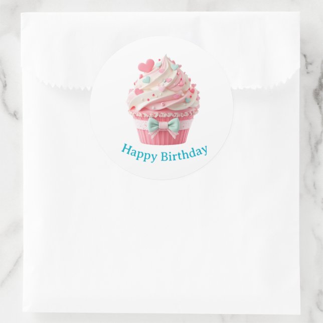 Pegatina Redonda Cupcake Birthday Stickers (Bolso)