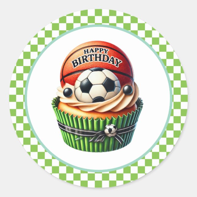 Pegatina Redonda Cupcake Birthday Stickers (Anverso)