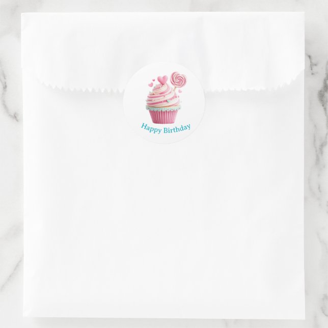 Pegatina Redonda Cupcake Birthday Stickers (Bolso)