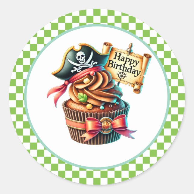Pegatina Redonda Cupcake Birthday Stickers (Anverso)