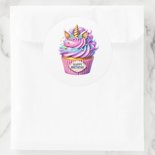 Pegatina Redonda Cupcake Birthday Stickers (Bolso)