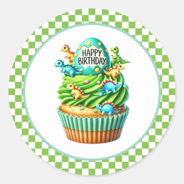 Pegatina Redonda Cupcake Birthday Stickers (Anverso)