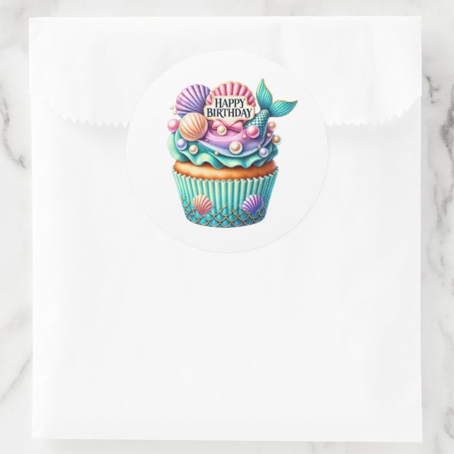 Pegatina Redonda Cupcake Birthday Stickers (Bolso)