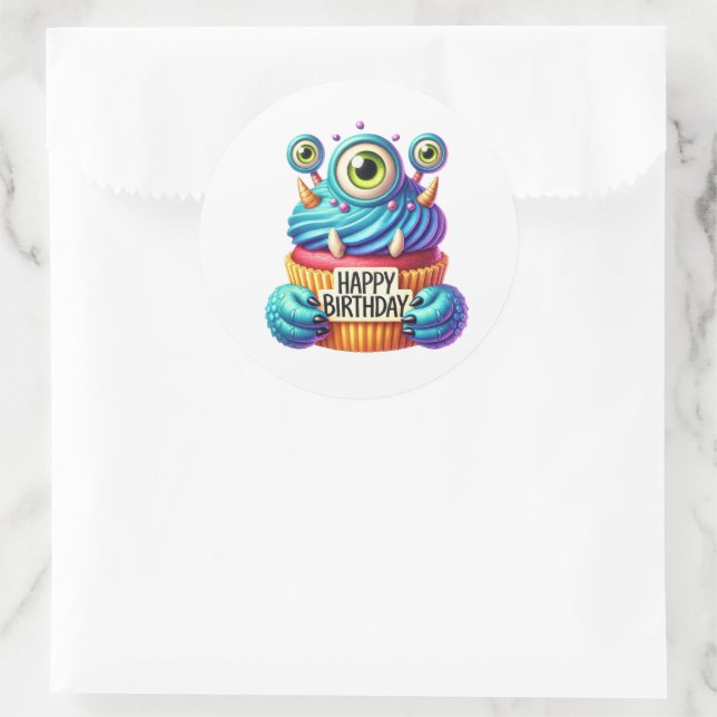 Pegatina Redonda Cupcake Birthday Stickers (Bolso)