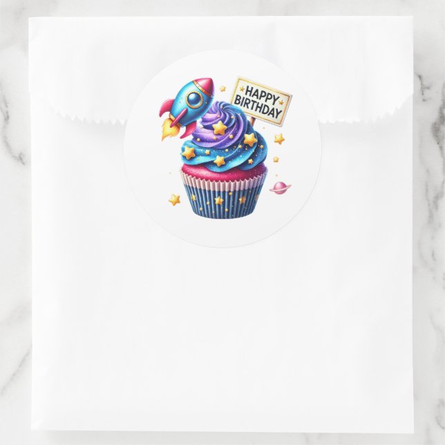 Pegatina Redonda Cupcake Birthday Stickers (Bolso)