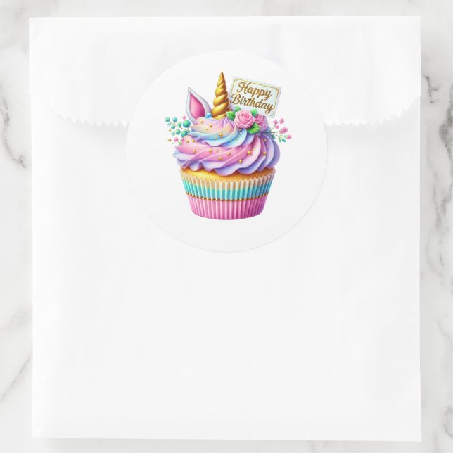Pegatina Redonda Cupcake Birthday Stickers (Bolso)