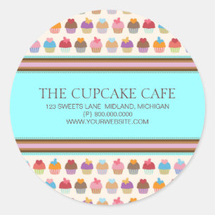 Pegatina Redonda Cupcake Cafe   Bakery Business Stickers