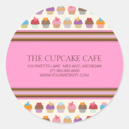 Pegatina Redonda Cupcake Cafe | Bakery Business Stickers