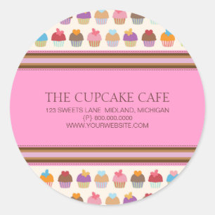 Pegatina Redonda Cupcake Cafe   Bakery Business Stickers