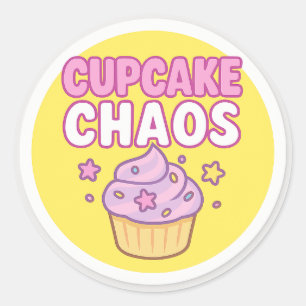 Pegatina redonda Cupcake Chaos