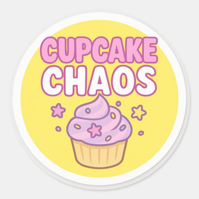 Pegatina Redonda Cupcake Chaos Round Sticker (Anverso)